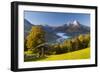 Overview of Berchtesgaden in Autumn with the Watzmann Mountain in the Background-Miles Ertman-Framed Photographic Print