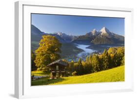 Overview of Berchtesgaden in Autumn with the Watzmann Mountain in the Background-Miles Ertman-Framed Photographic Print