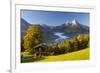 Overview of Berchtesgaden in Autumn with the Watzmann Mountain in the Background-Miles Ertman-Framed Photographic Print