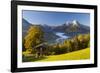 Overview of Berchtesgaden in Autumn with the Watzmann Mountain in the Background-Miles Ertman-Framed Photographic Print