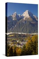 Overview of Berchtesgaden in Autumn with the Watzmann Mountain in the Background-Miles Ertman-Stretched Canvas