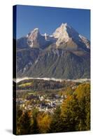 Overview of Berchtesgaden in Autumn with the Watzmann Mountain in the Background-Miles Ertman-Stretched Canvas