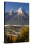 Overview of Berchtesgaden in Autumn with the Watzmann Mountain in the Background-Miles Ertman-Stretched Canvas