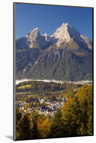 Overview of Berchtesgaden in Autumn with the Watzmann Mountain in the Background-Miles Ertman-Mounted Photographic Print