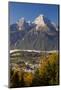 Overview of Berchtesgaden in Autumn with the Watzmann Mountain in the Background-Miles Ertman-Mounted Photographic Print