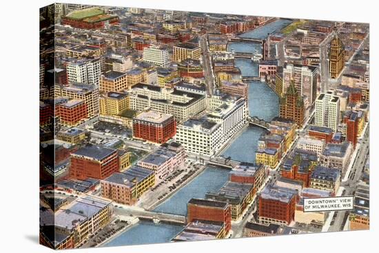 Overview of Downtown Milwaukee, Wisconsin-null-Stretched Canvas