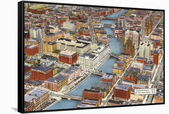 Overview of Downtown Milwaukee, Wisconsin-null-Framed Stretched Canvas