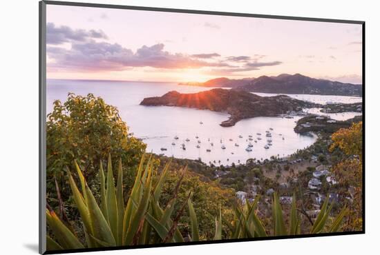 Overview of English Harbour from Shirley Heights at sunset, Antigua, Antigua and Barbuda-Roberto Moiola-Mounted Photographic Print