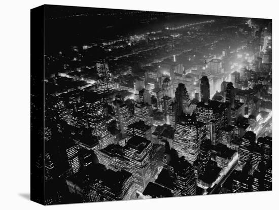 Overview of Manhattan at Night-null-Stretched Canvas