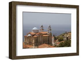 Overview of Marathokambos Church with the Aegean Sea in the Background-Nick Upton-Framed Photographic Print