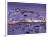 Overview of Mykonos Town harbor, Mykonos, Cyclades Islands, Greece-Walter Bibikow-Framed Photographic Print