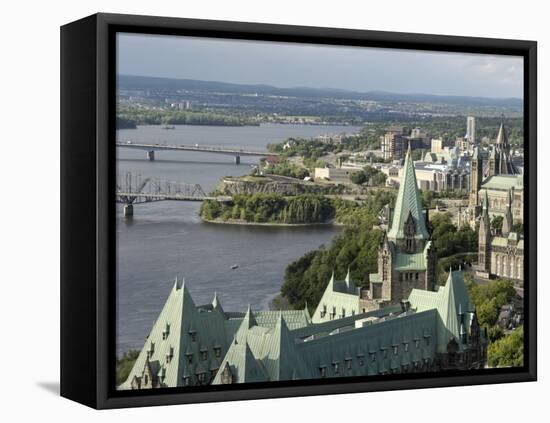 Overview of Parliament Hill from Merlot Rooftop Grill, Ottawa, Ontario, Canada, North America-De Mann Jean-Pierre-Framed Stretched Canvas