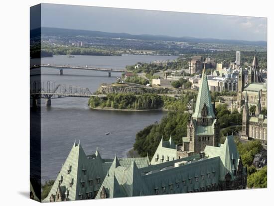 Overview of Parliament Hill from Merlot Rooftop Grill, Ottawa, Ontario, Canada, North America-De Mann Jean-Pierre-Stretched Canvas