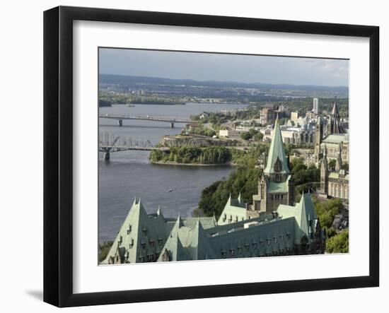 Overview of Parliament Hill from Merlot Rooftop Grill, Ottawa, Ontario, Canada, North America-De Mann Jean-Pierre-Framed Photographic Print