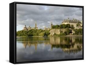 Overview of Parliament Hill from the Banks of the Ottawa River, Ottawa, Ontario Province, Canada-De Mann Jean-Pierre-Framed Stretched Canvas