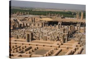 Overview of Persepolis from Tomb of Artaxerxes III, Palace of 100 Columns in foreground, UNESCO Wor-James Strachan-Stretched Canvas