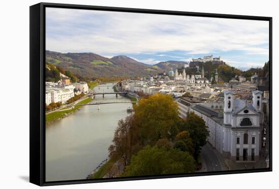 Overview of Salzburg in Autumn, Salzburg, Austria, Europe-Miles Ertman-Framed Stretched Canvas