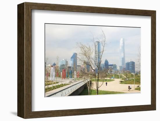 Overview of Skyscrapers Downtown from Bicentennial Park, Santiago, Chile, South America-Kimberly Walker-Framed Photographic Print