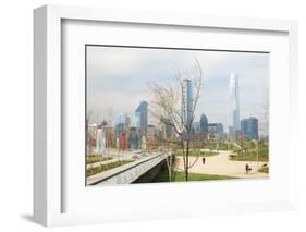 Overview of Skyscrapers Downtown from Bicentennial Park, Santiago, Chile, South America-Kimberly Walker-Framed Photographic Print