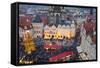 Overview of the Christmas Market and the Church of Our Lady of Tyn on the Old Town Square-Miles Ertman-Framed Stretched Canvas