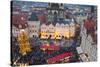 Overview of the Christmas Market and the Church of Our Lady of Tyn on the Old Town Square-Miles Ertman-Stretched Canvas