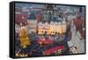 Overview of the Christmas Market and the Church of Our Lady of Tyn on the Old Town Square-Miles Ertman-Framed Stretched Canvas