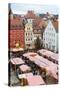 Overview of the Christmas Market in Neupfarrplatz, Regensburg, Bavaria, Germany, Europe-Miles Ertman-Stretched Canvas