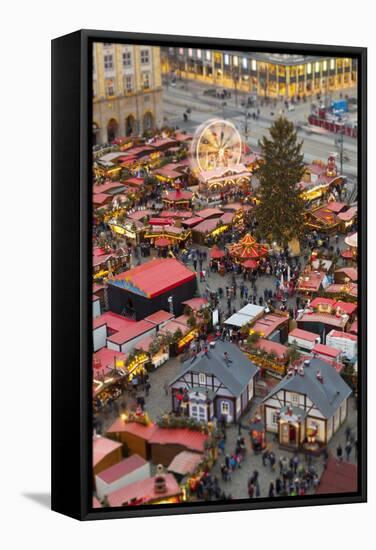 Overview of the Dresden Strietzelmarkt Christmas Market, Dresden, Saxony, Germany, Europe-Miles Ertman-Framed Stretched Canvas