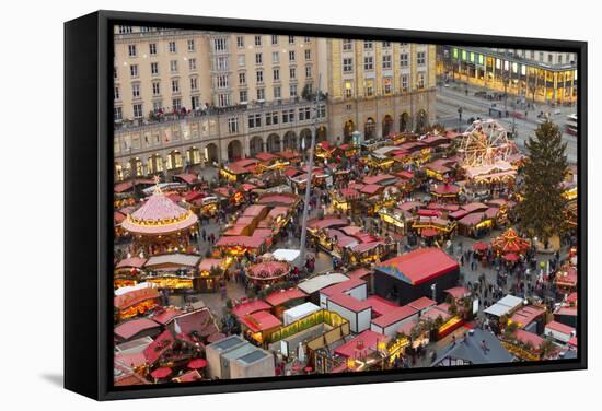 Overview of the Dresden Strietzelmarkt Christmas Market, Dresden, Saxony, Germany, Europe-Miles Ertman-Framed Stretched Canvas