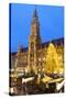 Overview of the Marienplatz Christmas Market and the New Town Hall, Munich, Bavaria, Germany-Miles Ertman-Stretched Canvas