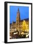 Overview of the Marienplatz Christmas Market and the New Town Hall, Munich, Bavaria, Germany-Miles Ertman-Framed Photographic Print