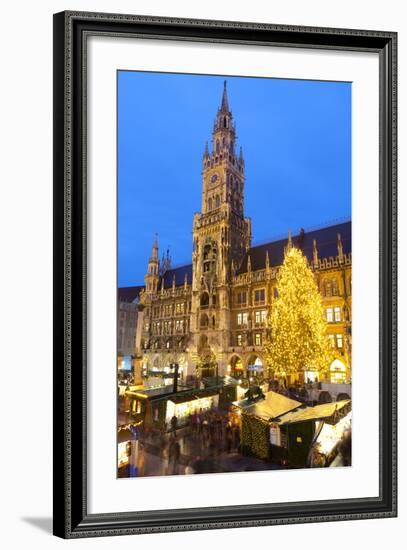 Overview of the Marienplatz Christmas Market and the New Town Hall, Munich, Bavaria, Germany-Miles Ertman-Framed Photographic Print