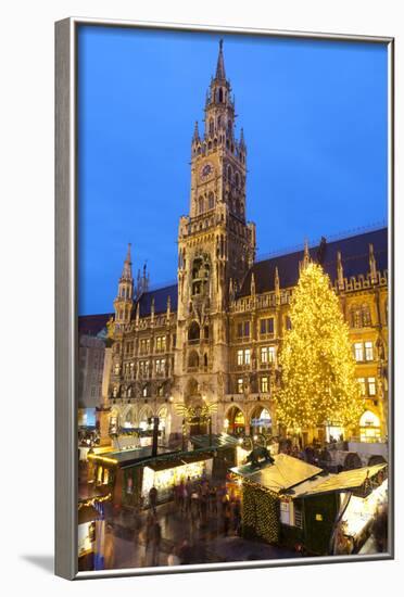 Overview of the Marienplatz Christmas Market and the New Town Hall, Munich, Bavaria, Germany-Miles Ertman-Framed Photographic Print