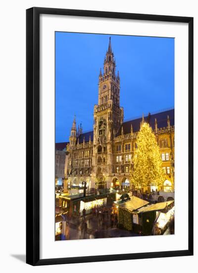 Overview of the Marienplatz Christmas Market and the New Town Hall, Munich, Bavaria, Germany-Miles Ertman-Framed Photographic Print