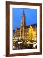 Overview of the Marienplatz Christmas Market and the New Town Hall, Munich, Bavaria, Germany-Miles Ertman-Framed Photographic Print