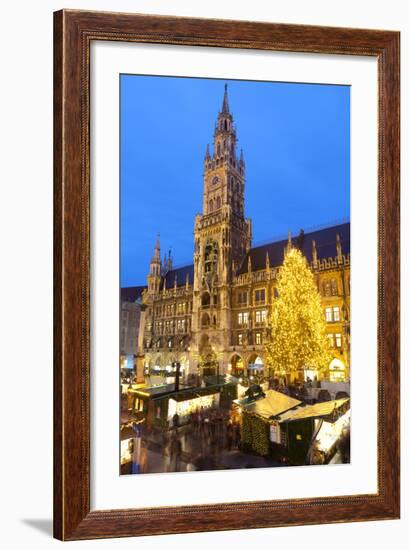 Overview of the Marienplatz Christmas Market and the New Town Hall, Munich, Bavaria, Germany-Miles Ertman-Framed Photographic Print