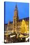 Overview of the Marienplatz Christmas Market and the New Town Hall, Munich, Bavaria, Germany-Miles Ertman-Stretched Canvas