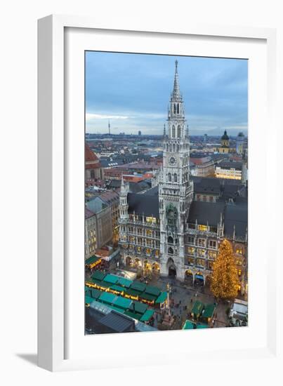 Overview of the Marienplatz Christmas Market and the New Town Hall, Munich, Bavaria, Germany-Miles Ertman-Framed Photographic Print