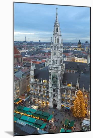 Overview of the Marienplatz Christmas Market and the New Town Hall, Munich, Bavaria, Germany-Miles Ertman-Mounted Photographic Print