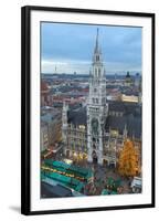 Overview of the Marienplatz Christmas Market and the New Town Hall, Munich, Bavaria, Germany-Miles Ertman-Framed Photographic Print