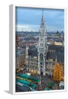 Overview of the Marienplatz Christmas Market and the New Town Hall, Munich, Bavaria, Germany-Miles Ertman-Framed Photographic Print