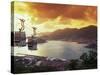 Overview of Town and Harbor, Charlotte Amalie, St. Thomas, Caribbean-Robin Hill-Stretched Canvas