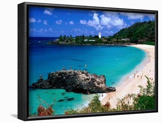 Overview of Waimea Bay on the North Shore, Waimea, U.S.A.-Ann Cecil-Framed Photographic Print