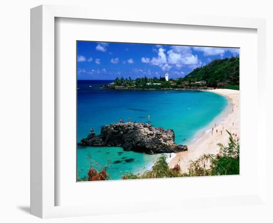 Overview of Waimea Bay on the North Shore, Waimea, U.S.A.-Ann Cecil-Framed Photographic Print