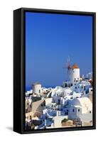 Overview on Oia on the Island of Santorini in Greece-Netfalls-Framed Stretched Canvas