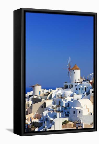 Overview on Oia on the Island of Santorini in Greece-Netfalls-Framed Stretched Canvas