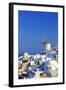 Overview on Oia on the Island of Santorini in Greece-Netfalls-Framed Photographic Print