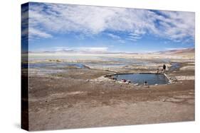 Overview Shot of Tourists Soaking in the Laguna Polques Hot Springs-Kim Walker-Stretched Canvas