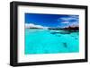 Overwater Bungallows in Blue Lagoon around Tropical Island-Martin Valigursky-Framed Premium Photographic Print