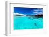 Overwater Bungallows in Blue Lagoon around Tropical Island-Martin Valigursky-Framed Premium Photographic Print